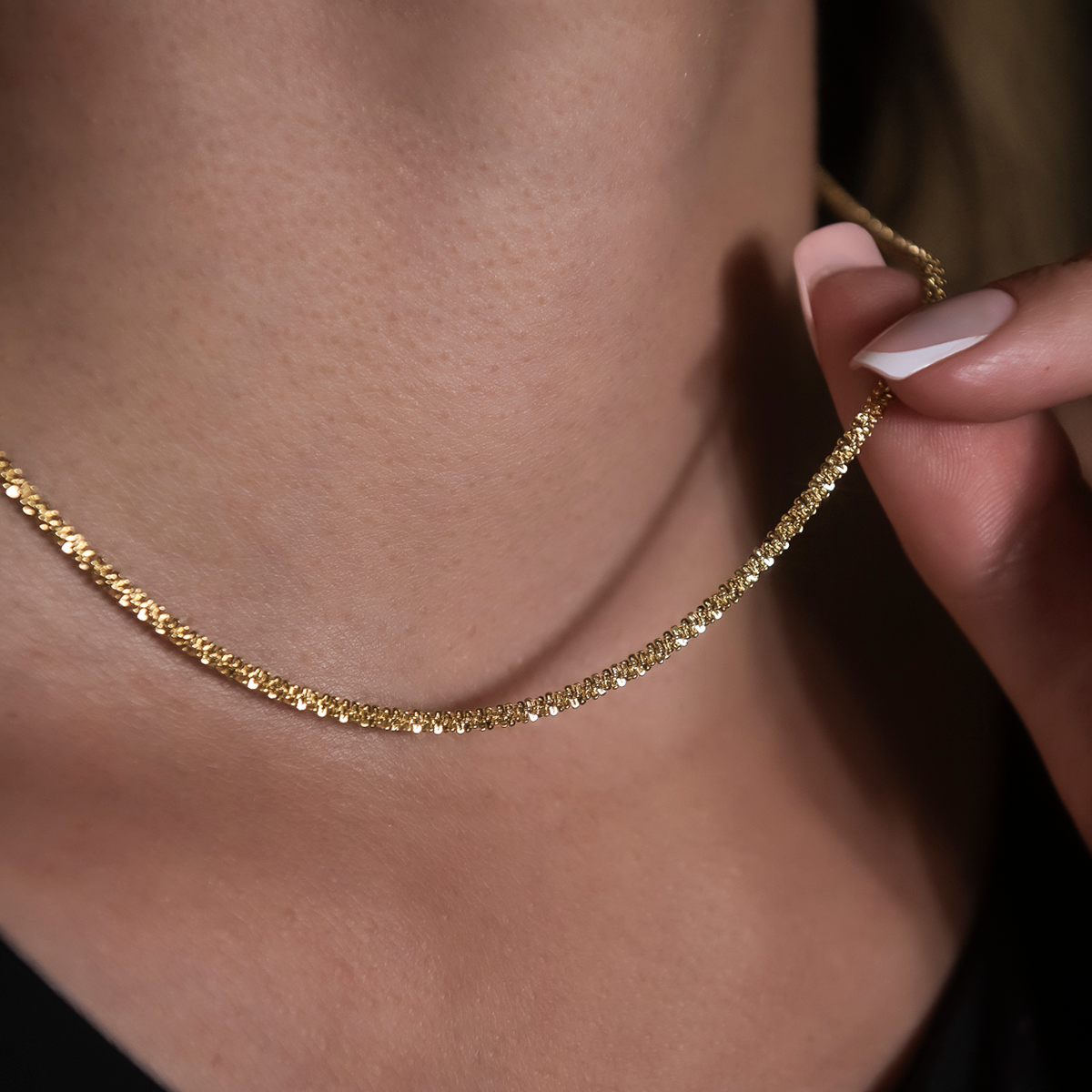 Popcorn Necklace in Yellow Gold- 2mm