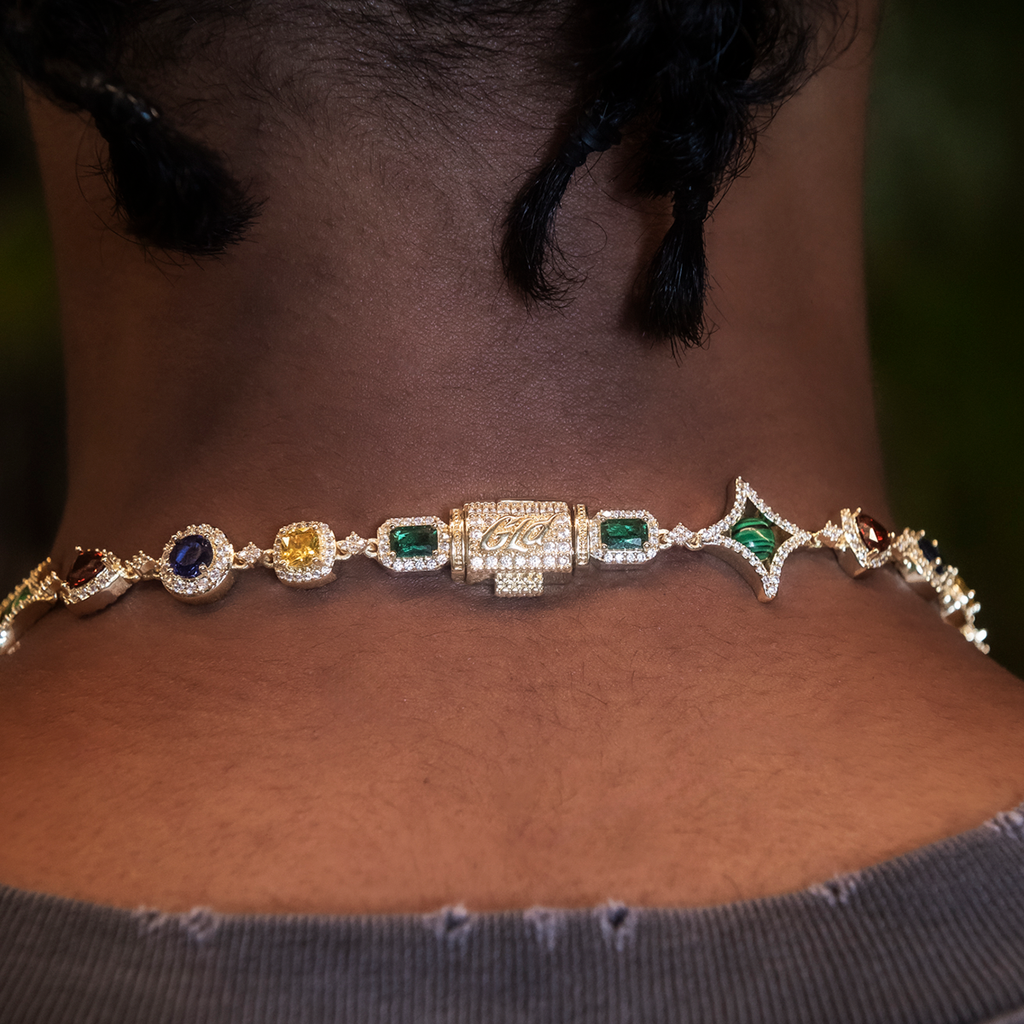 Colored Gemstone Chain + Bracelet Bundle in Yellow Gold