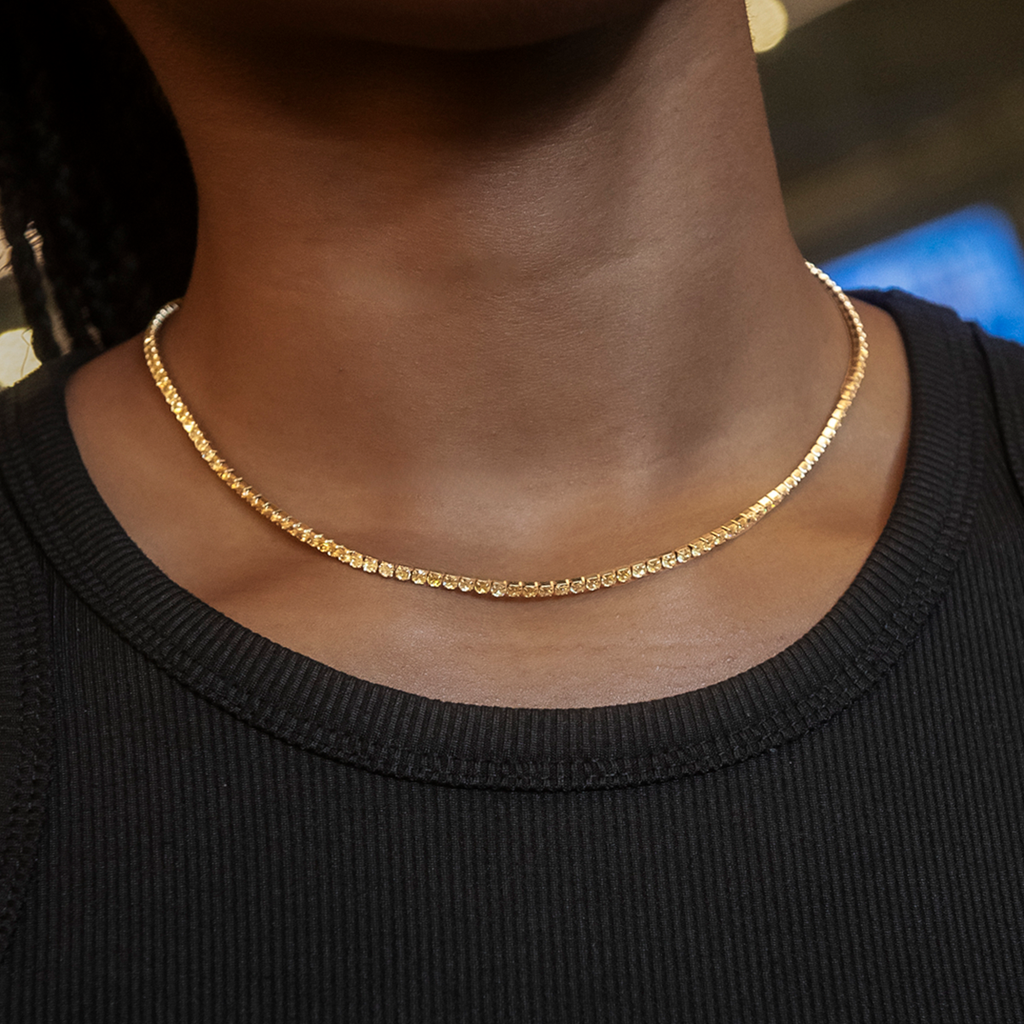 Canary Micro Tennis Necklace in Yellow Gold