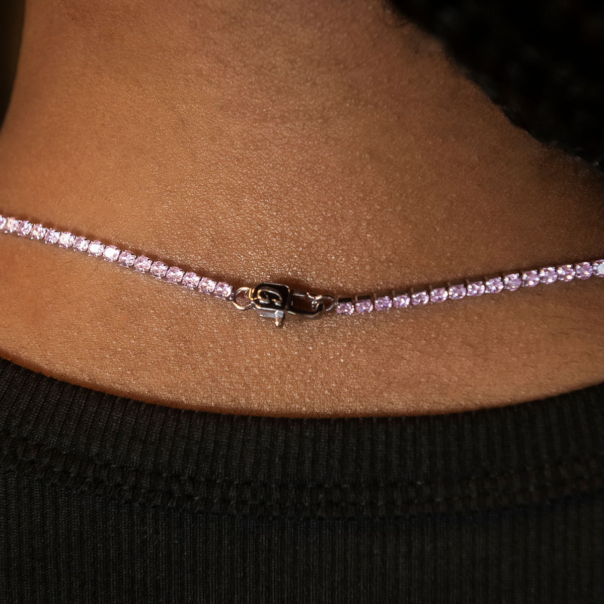 Pink Diamond Micro Tennis Necklace