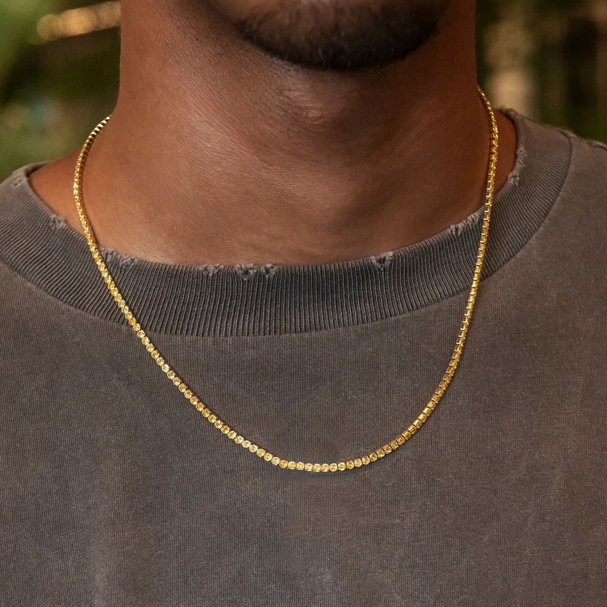 Canary Micro Tennis Chain in Yellow Gold