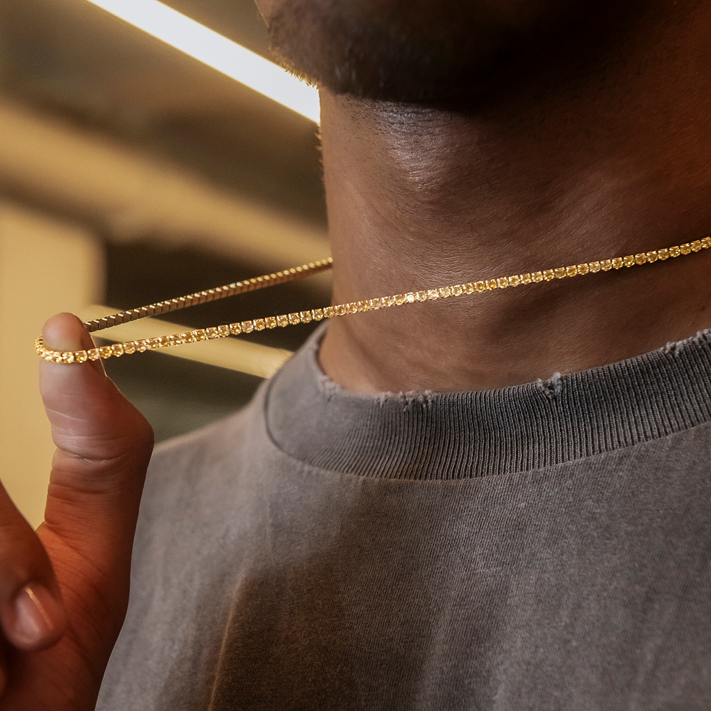 Canary Micro Tennis Chain in Yellow Gold