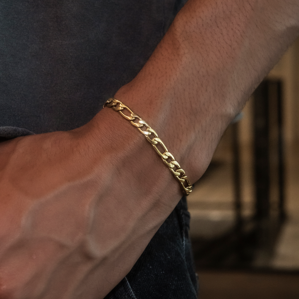 Figaro Bracelet in Yellow Gold- 6mm