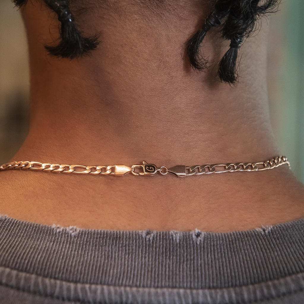 Figaro Link Chain in Rose Gold- 4mm