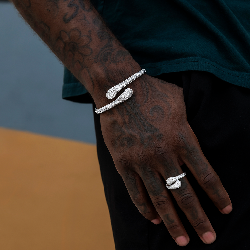 Iced Bandana Ring in White Gold Vermeil