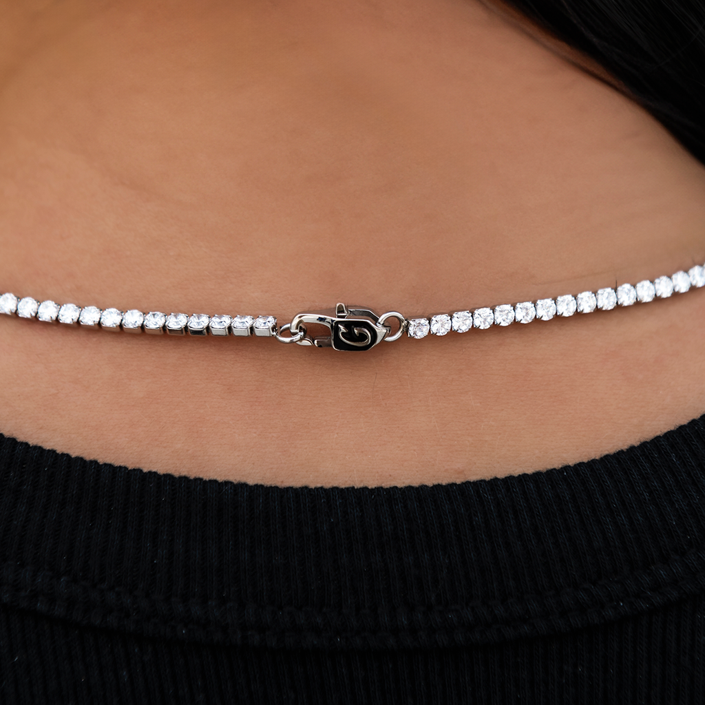 Micro Tennis Necklace + Bracelet Bundle in White Gold