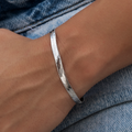 Herringbone Bracelet in White Gold- 4mm