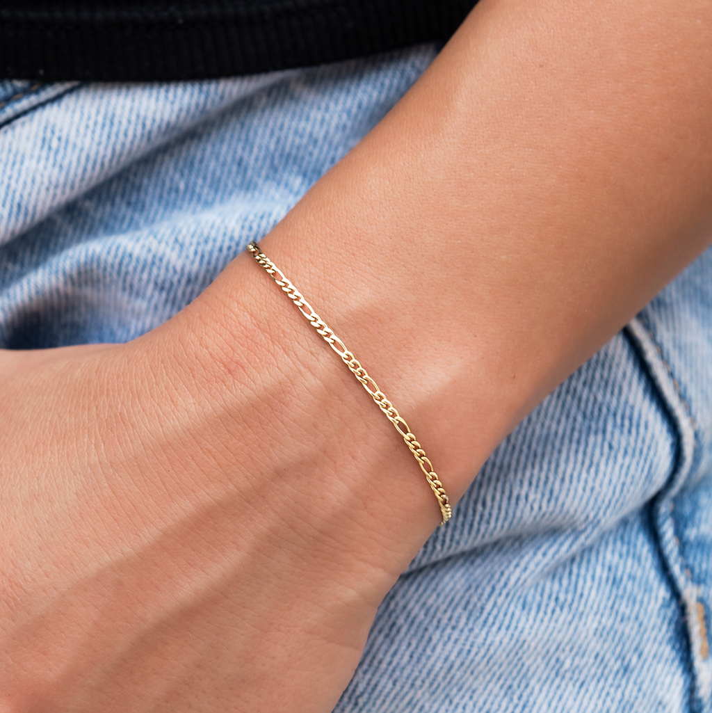 Figaro Bracelet in Yellow Gold- 2mm