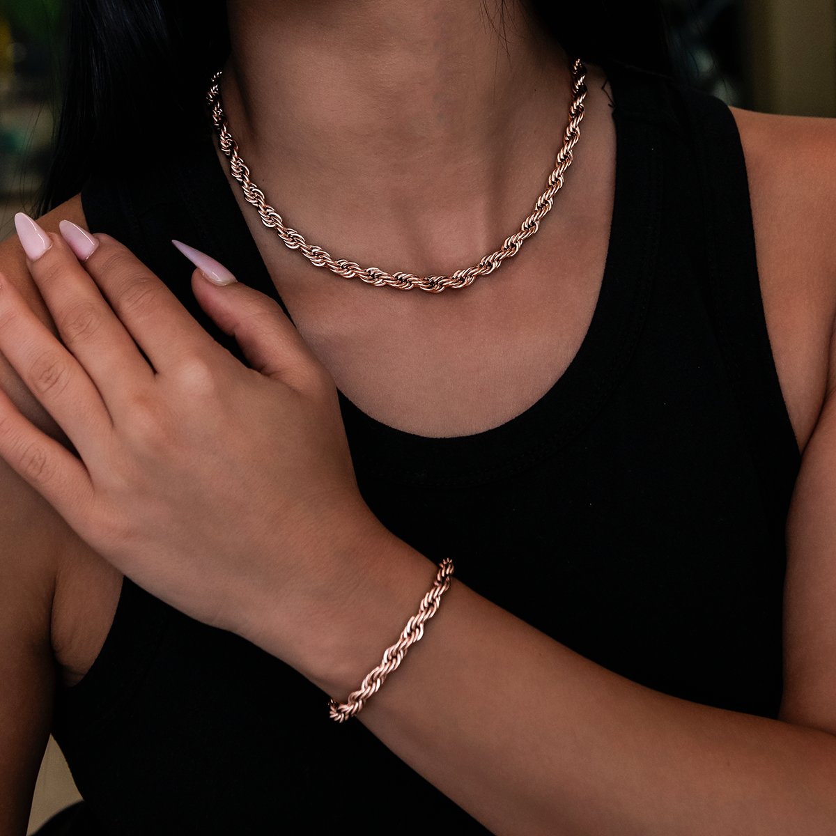 GLD Rope Necklace in Rose Gold- 6mm