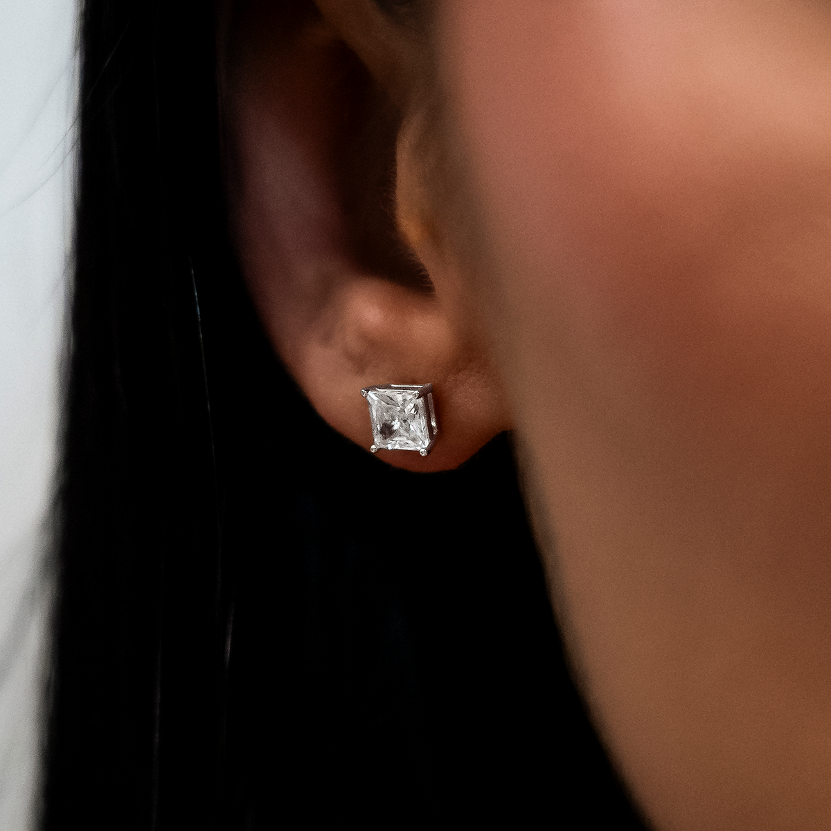 GLD 5mm Princess Cut Diamond Stud Earrings in White Gold