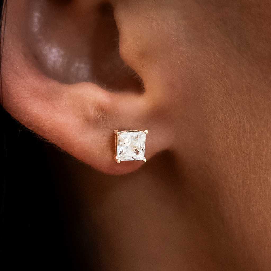 GLD 5mm Princess Cut Diamond Stud Earrings in Yellow Gold