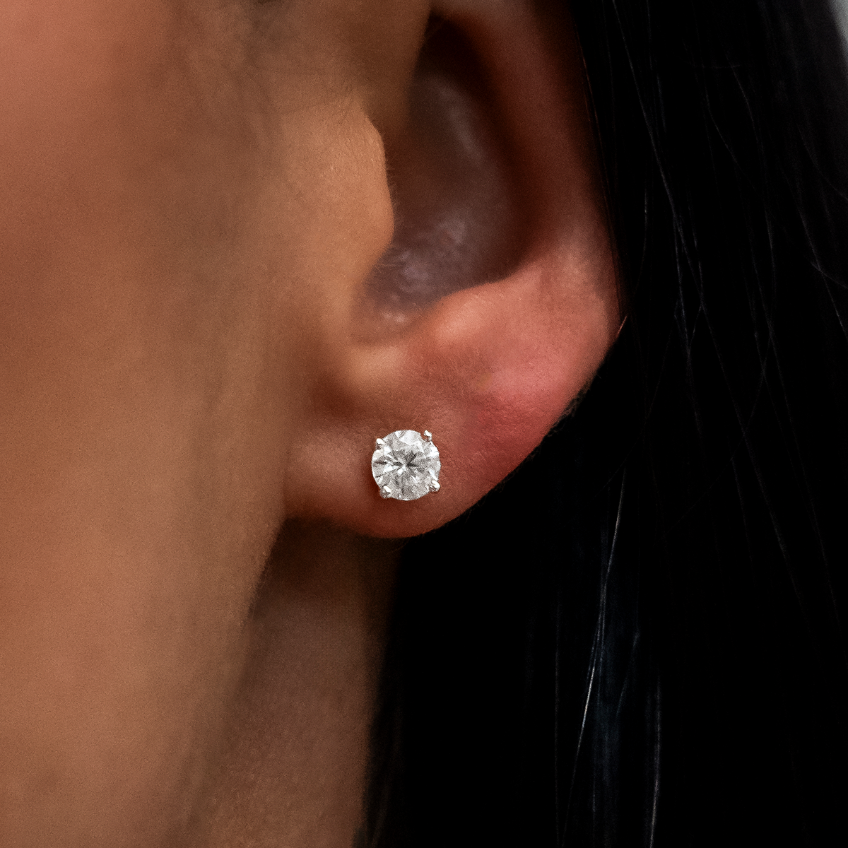 Round Cut Diamond Stud Earring Gift Bundle in White Gold - 5mm