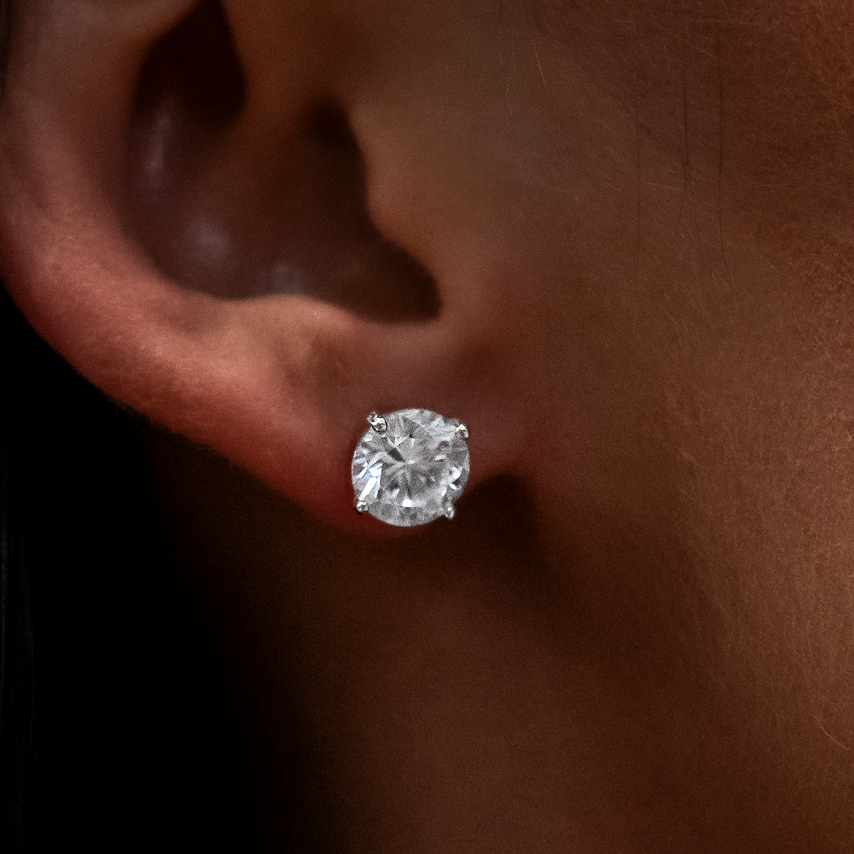 GLD 8mm Round Cut Diamond Stud Earrings in White Gold