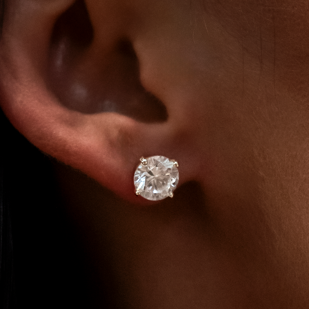 GLD 8mm Round Cut Diamond Stud Earrings in Yellow Gold
