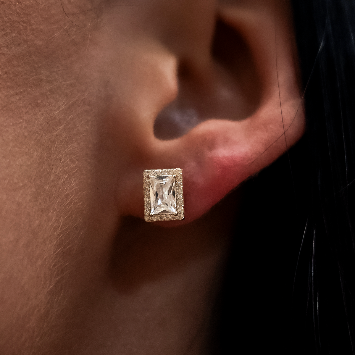 GLD Baguette Micro Clustered Tennis Earrings in Yellow Gold