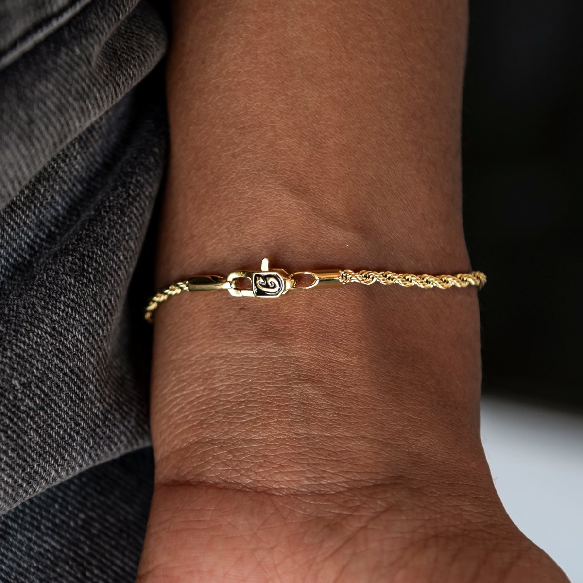 Rope Chain Necklace + Bracelet Bundle in White or Yellow Gold - 2mm