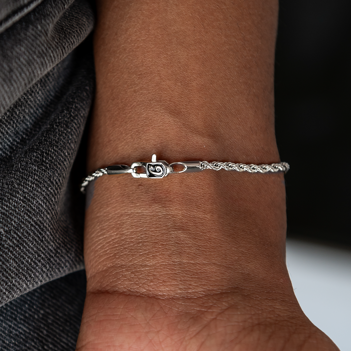 Rope Chain Necklace + Bracelet Bundle in White or Yellow Gold - 2mm