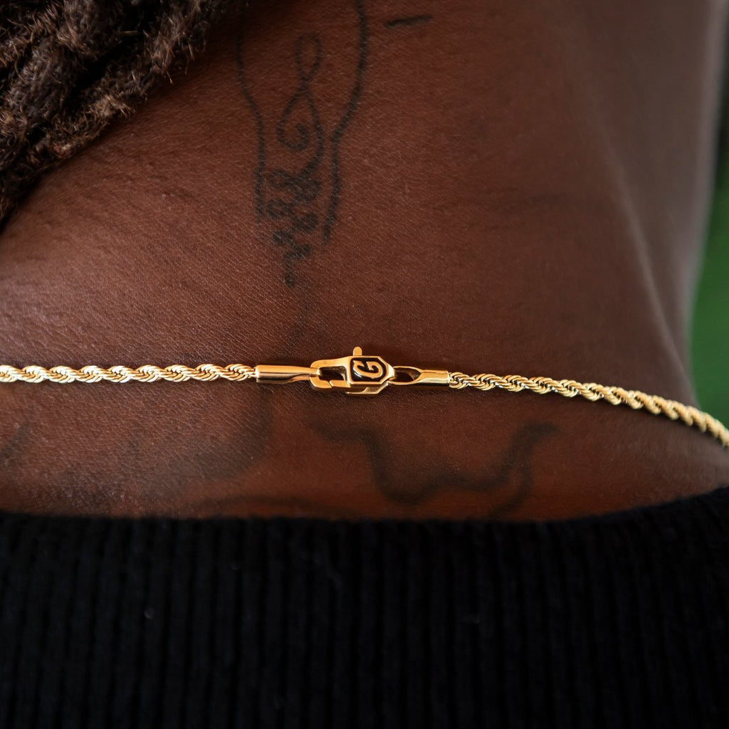 Rope Chain + Bracelet Bundle in White or Yellow Gold - 2mm