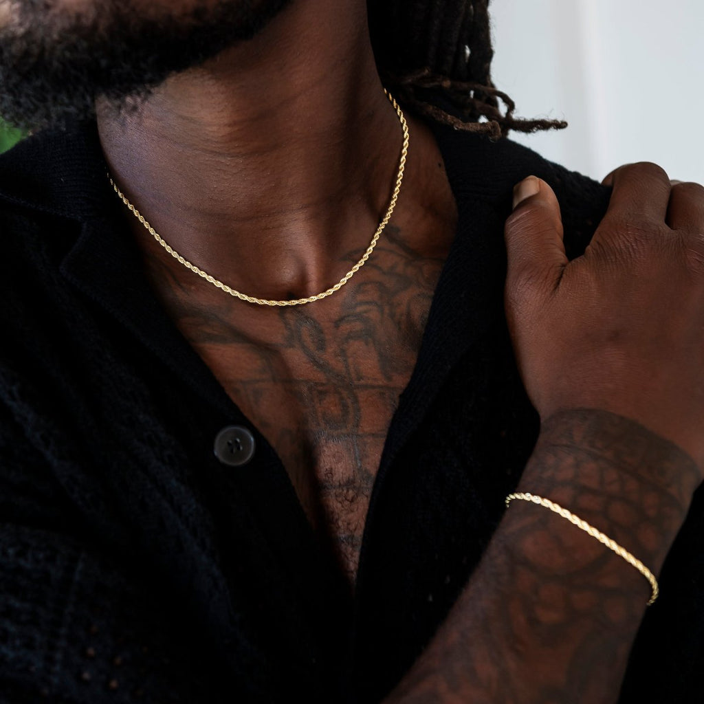 Rope Chain + Bracelet Bundle in Yellow Gold - 2mm