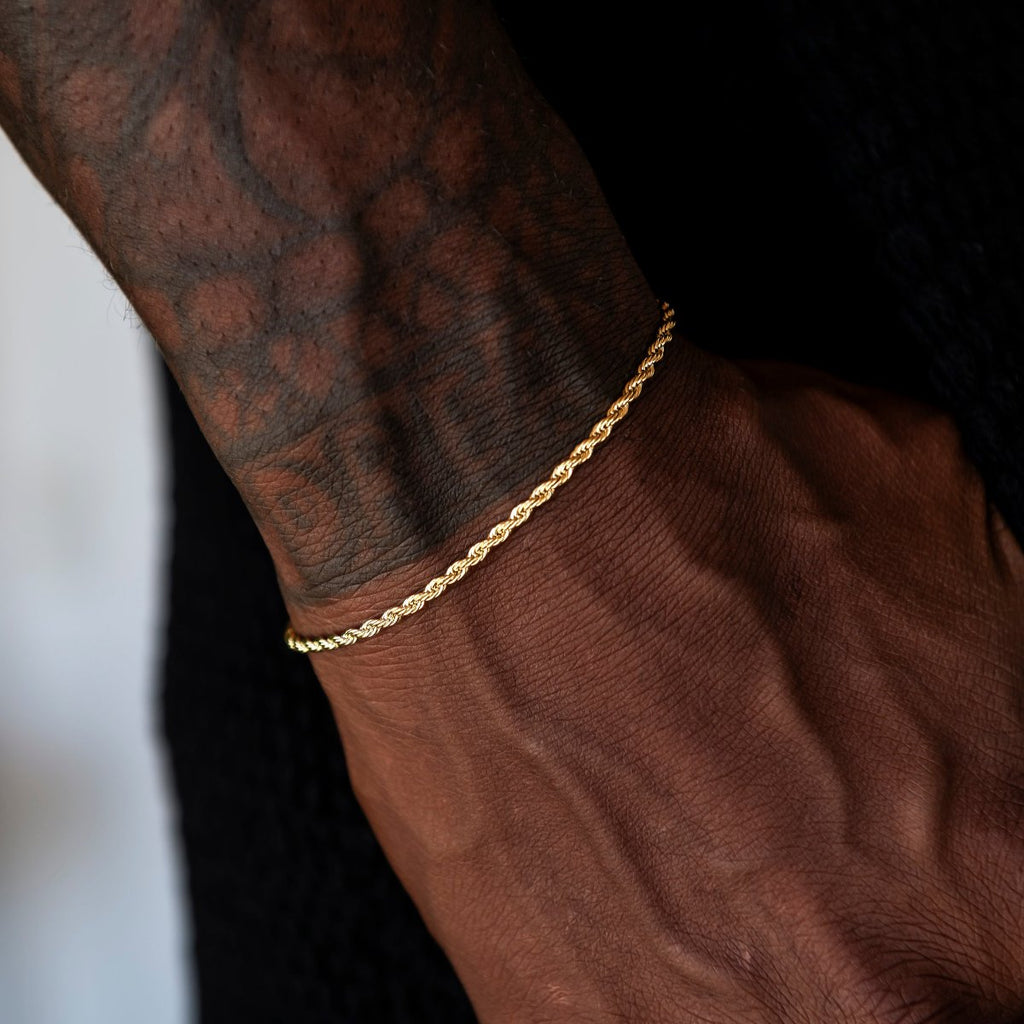 Rope Chain + Bracelet Bundle in White or Yellow Gold - 2mm