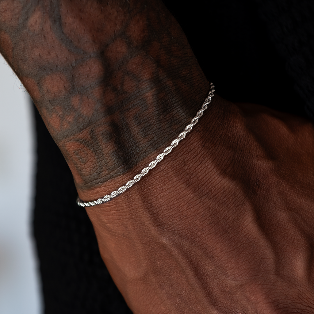 Rope Chain + Bracelet Bundle in White or Yellow Gold - 2mm