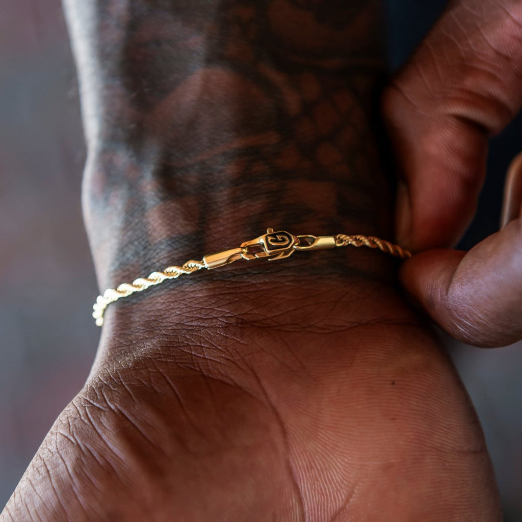 Rope Chain + Bracelet Bundle in White or Yellow Gold - 2mm