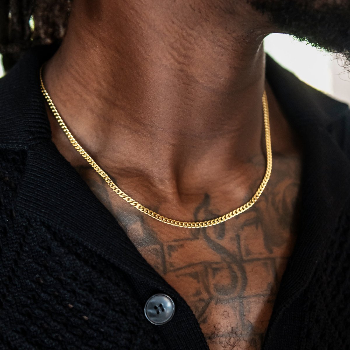 Micro Cuban Chain + Bracelet in Yellow Gold- 3mm