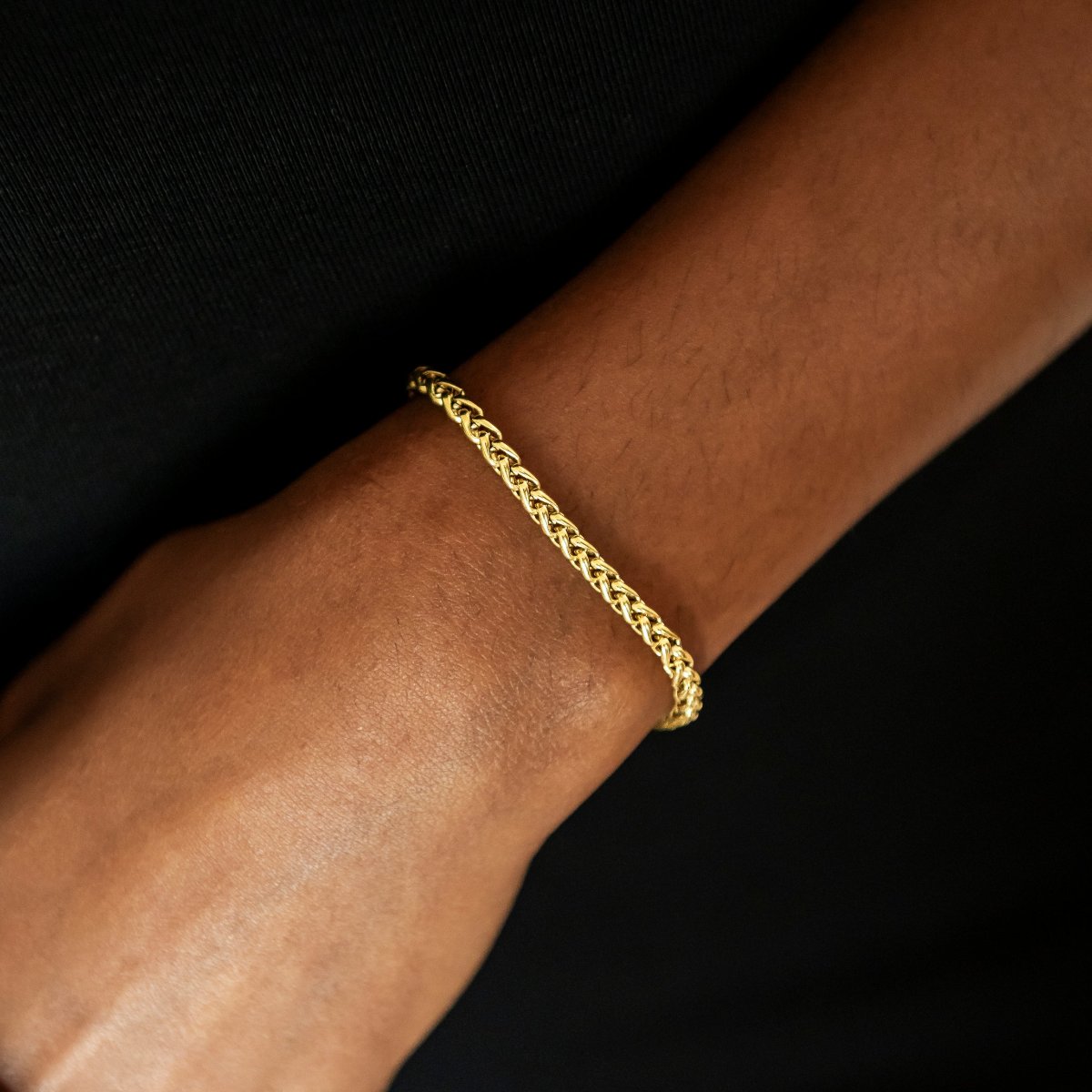Palm Chain Necklace + Bracelet Bundle in Yellow Gold- 4mm