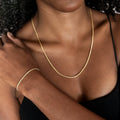 Palm Chain Necklace + Bracelet Bundle in Yellow Gold - 2mm