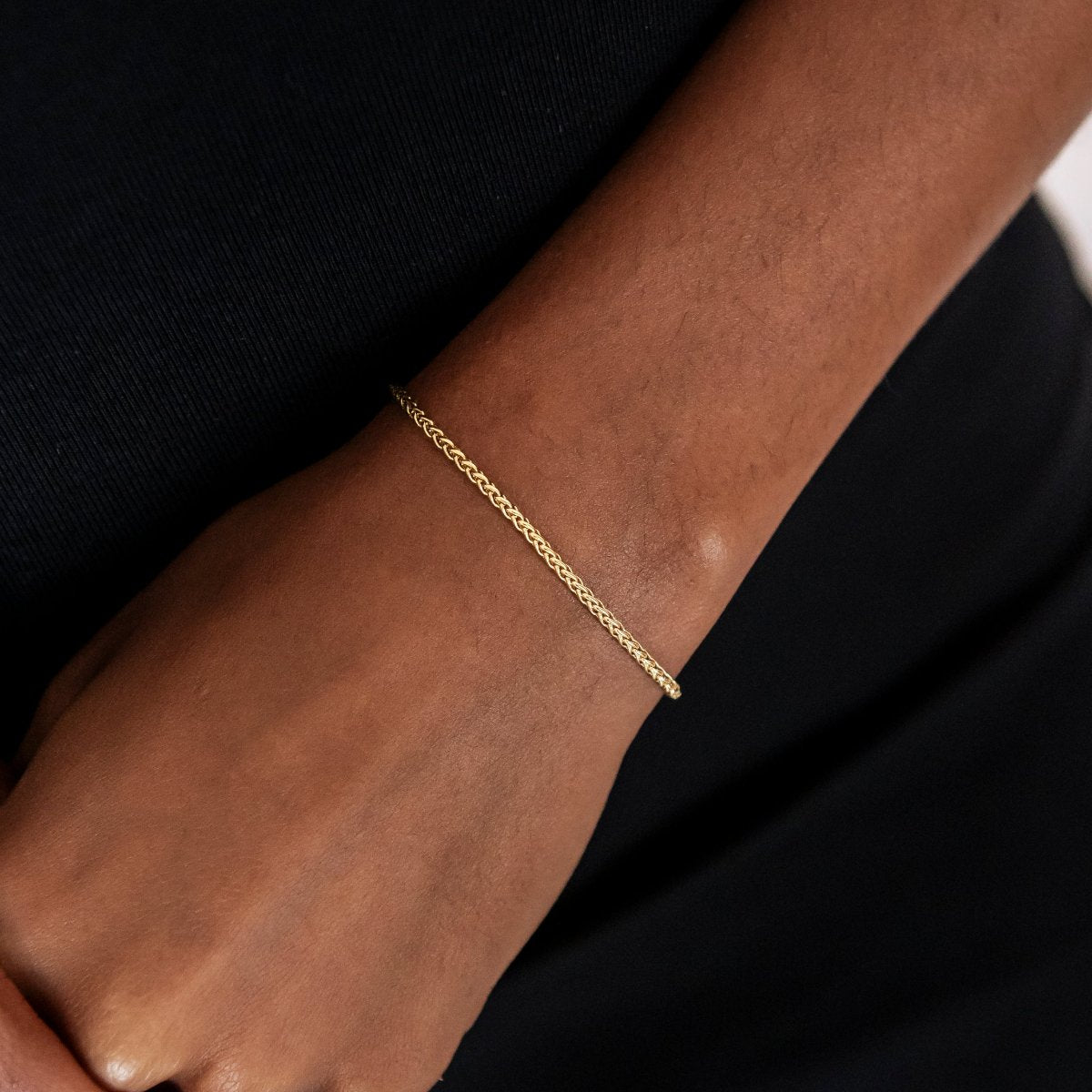 Palm Chain Necklace + Bracelet Bundle in Yellow Gold - 2mm