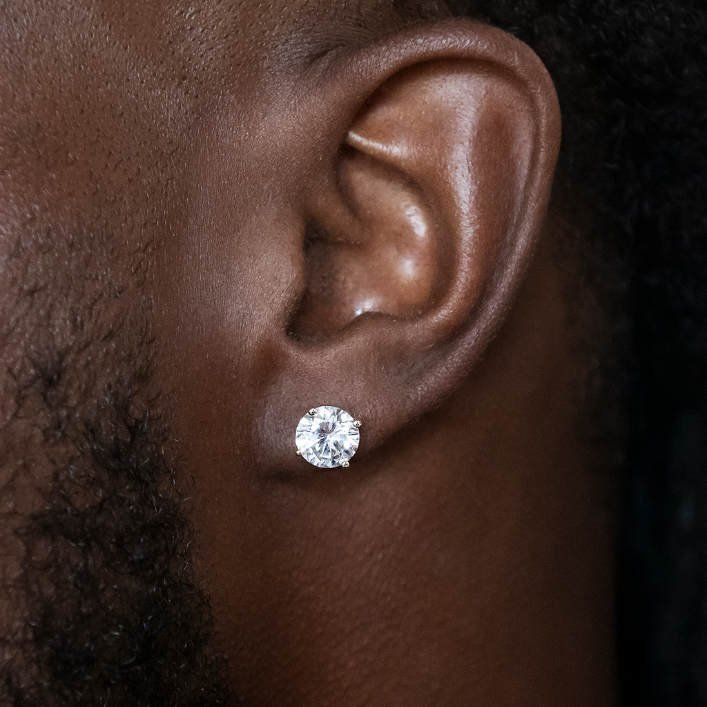 GLD 8mm Round Cut Diamond Stud Earrings in White Gold