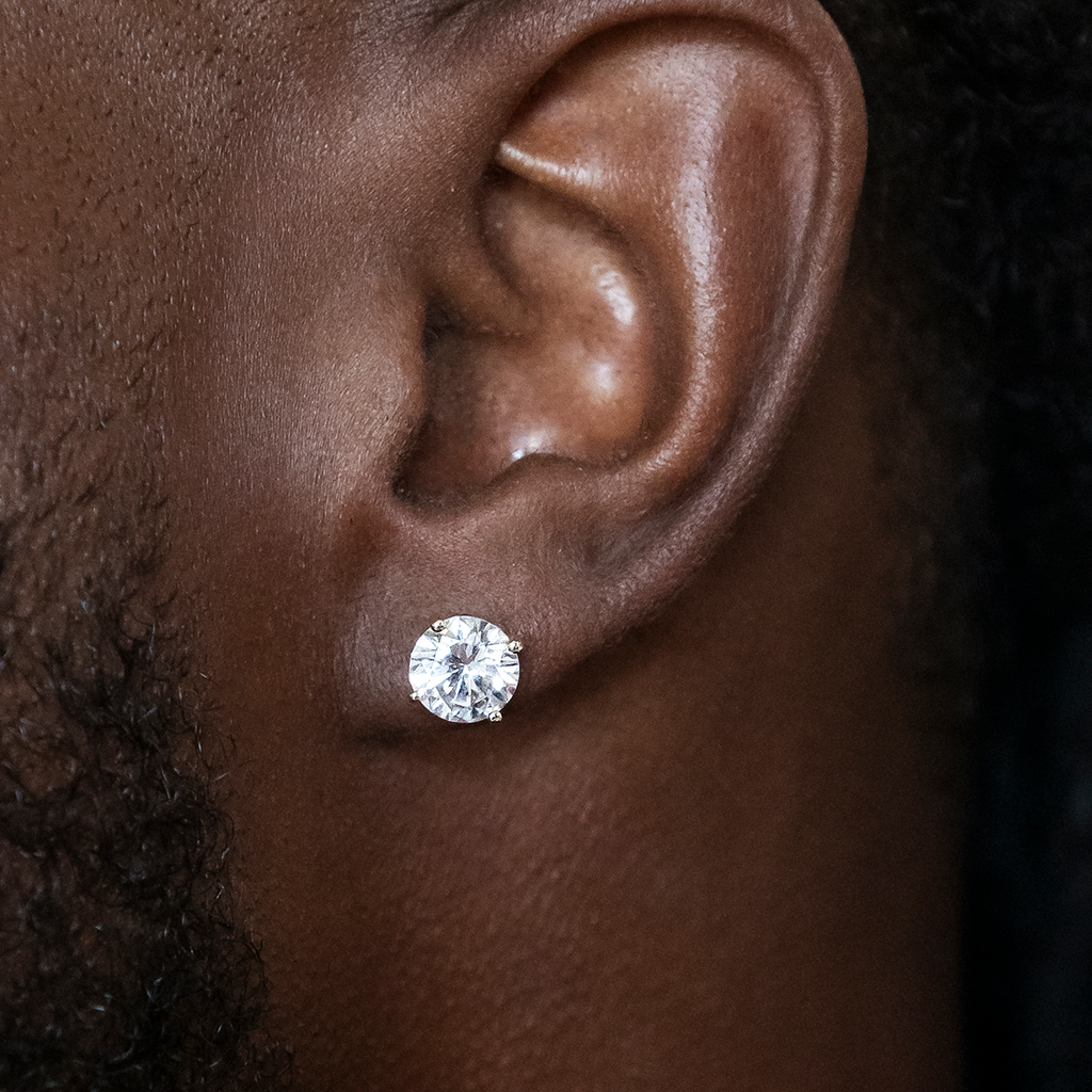GLD 7mm Round Cut Diamond Stud Earrings in White Gold