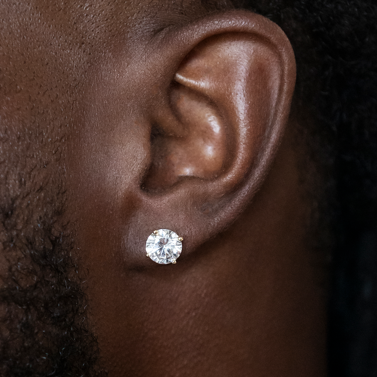 GLD 8mm Round Cut Diamond Stud Earrings in Yellow Gold