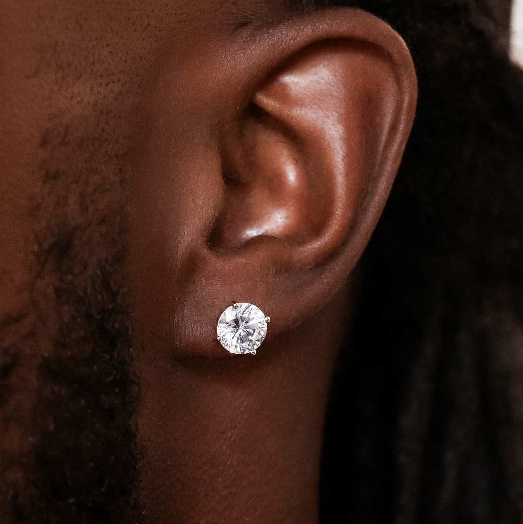 GLD 8mm Round Cut Diamond Stud Earrings in White Gold