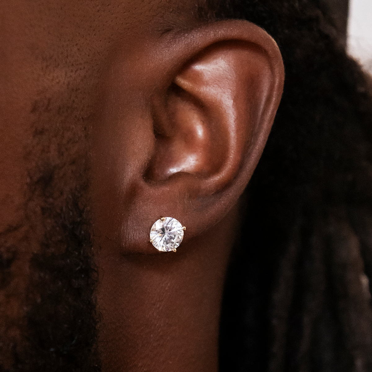 GLD 8mm Round Cut Diamond Stud Earrings in Yellow Gold