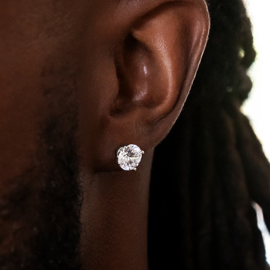 GLD 8mm Round Cut Diamond Stud Earrings in White Gold