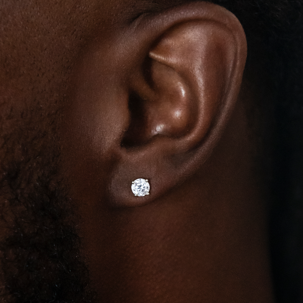 GLD 5mm Round Cut Diamond Stud Earrings in White Gold