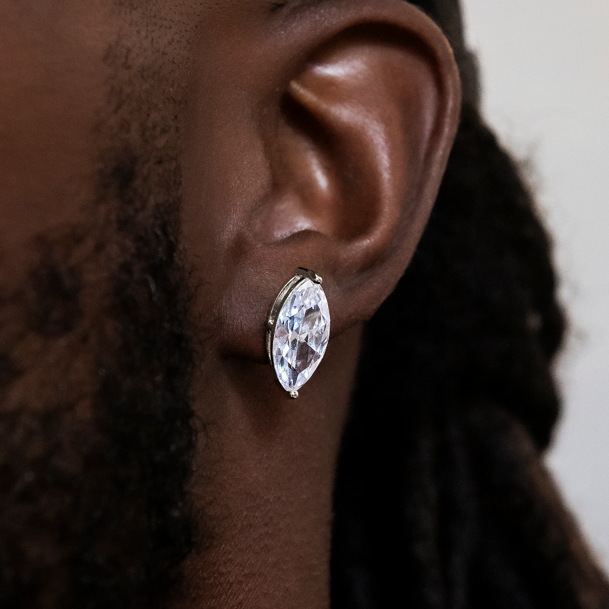 8mm Marquise Cut Diamond Stud Earrings in White Gold