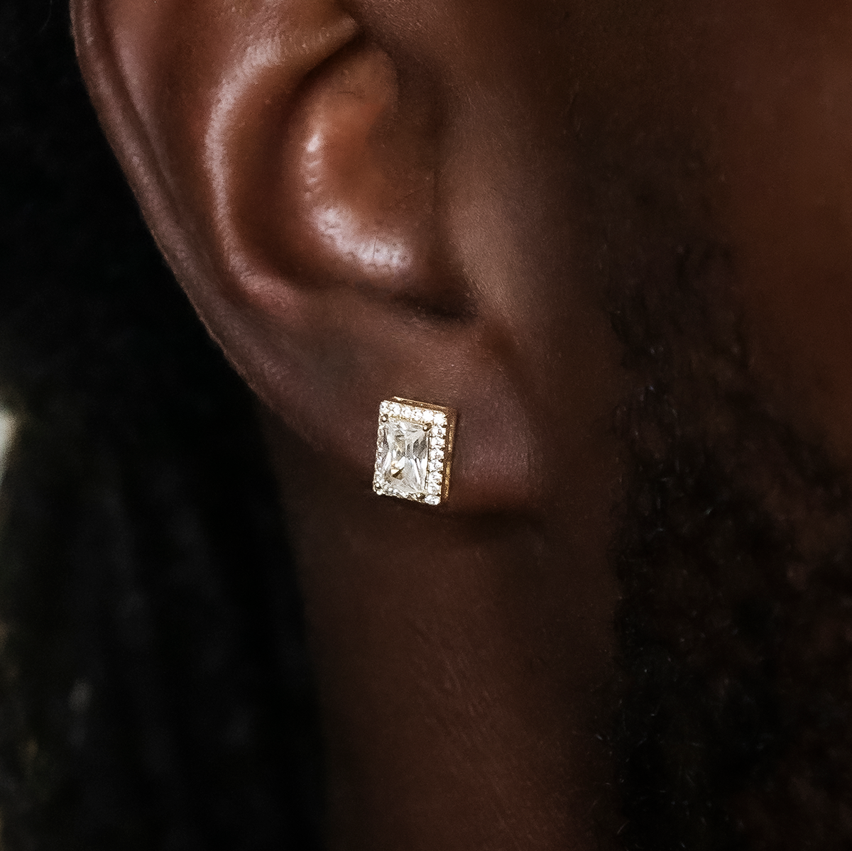 GLD Baguette Micro Clustered Tennis Earrings in Yellow Gold