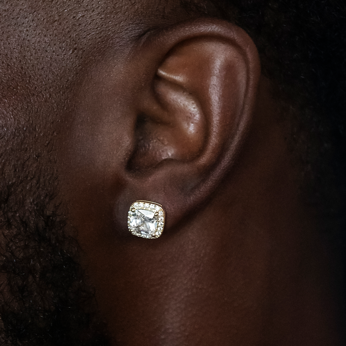 GLD 10mm Cushion Cut Earrings in Yellow Gold