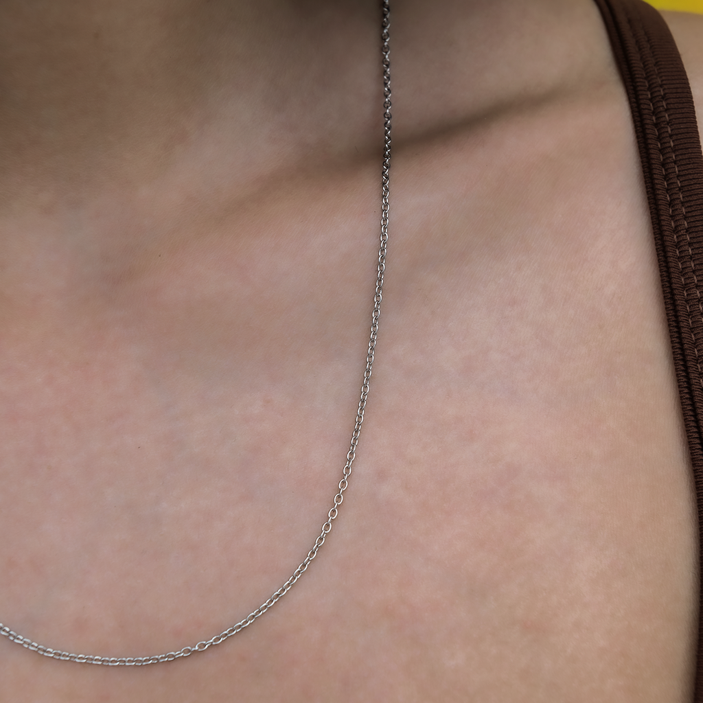 Cable Chain Necklace in White Gold