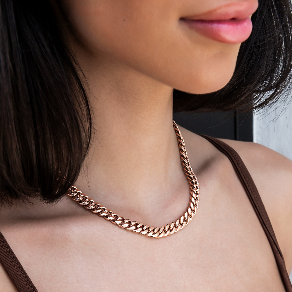 GLD Miami Cuban Link Necklace in Rose Gold- 8mm