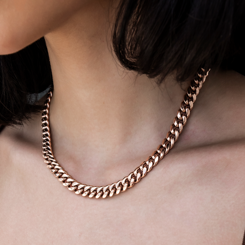 GLD Miami Cuban Link Necklace in Rose Gold- 8mm