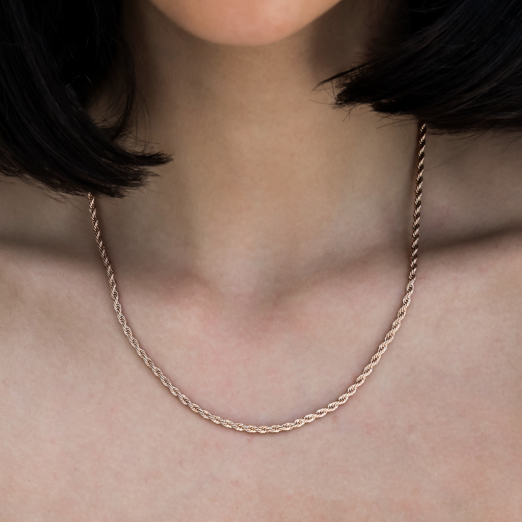 GLD Rope Necklace in Rose Gold- 2mm