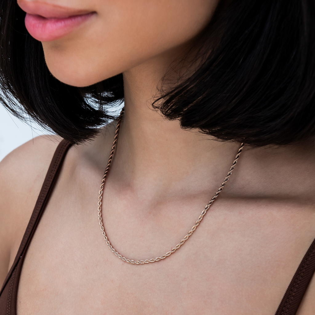 GLD Rope Necklace in Rose Gold- 2mm