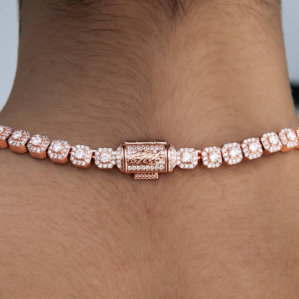 GLD Micro Clustered Tennis Necklace in Rose Gold