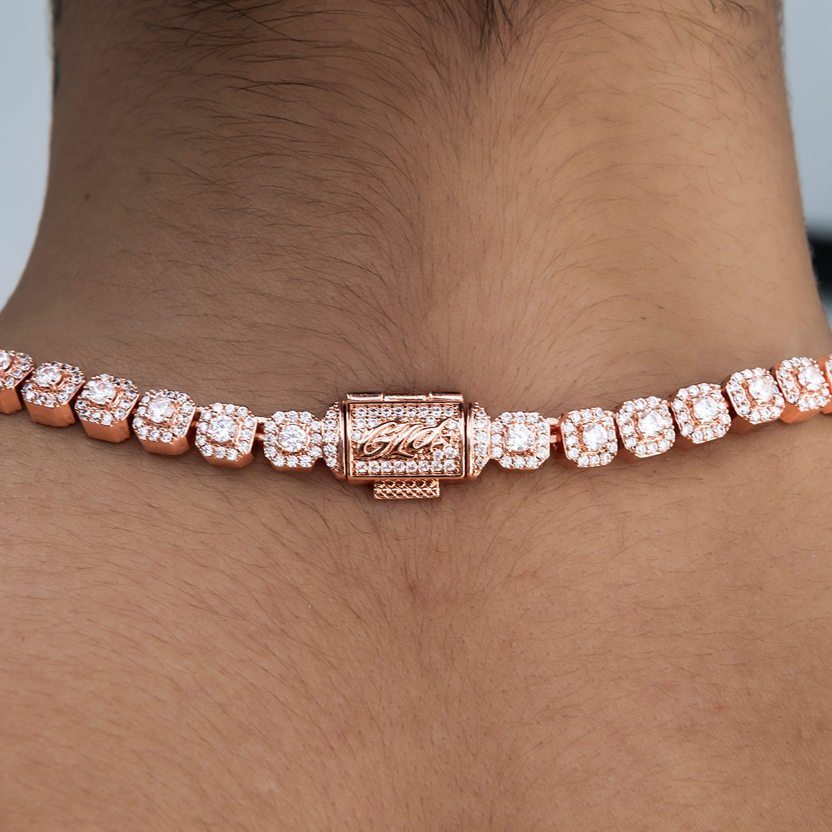 GLD Micro Clustered Tennis Necklace in Rose Gold