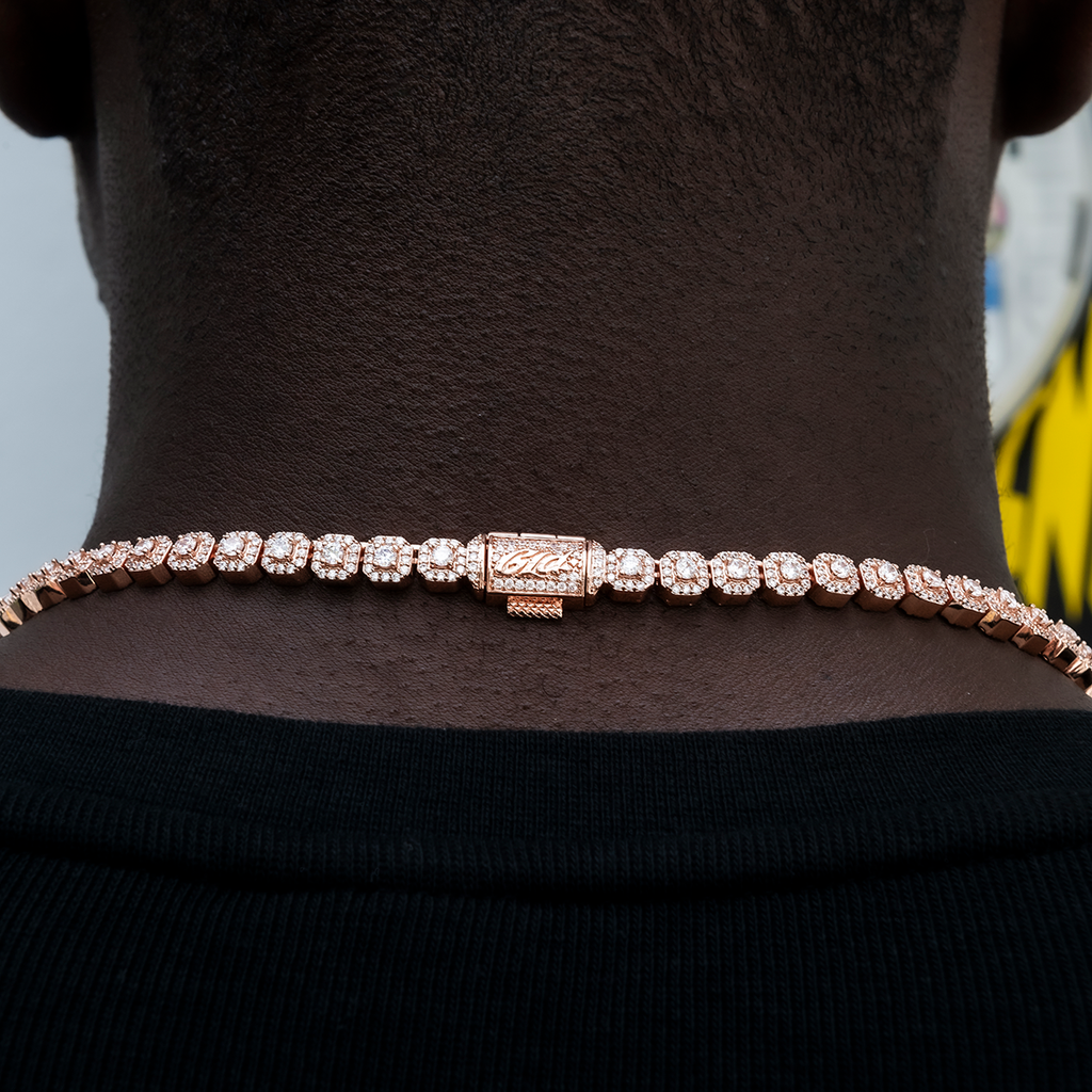 GLD Micro Clustered Tennis Chain in Rose Gold