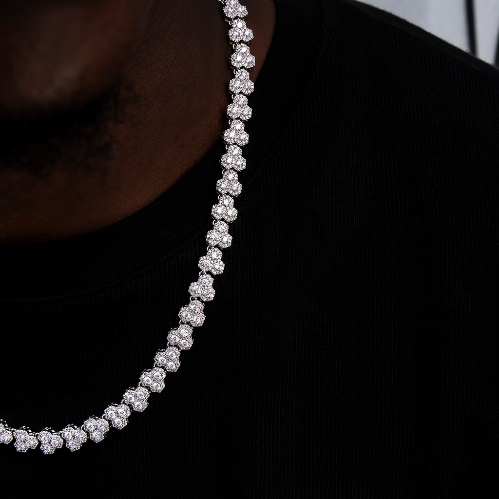 Honeycomb Chain in White Gold