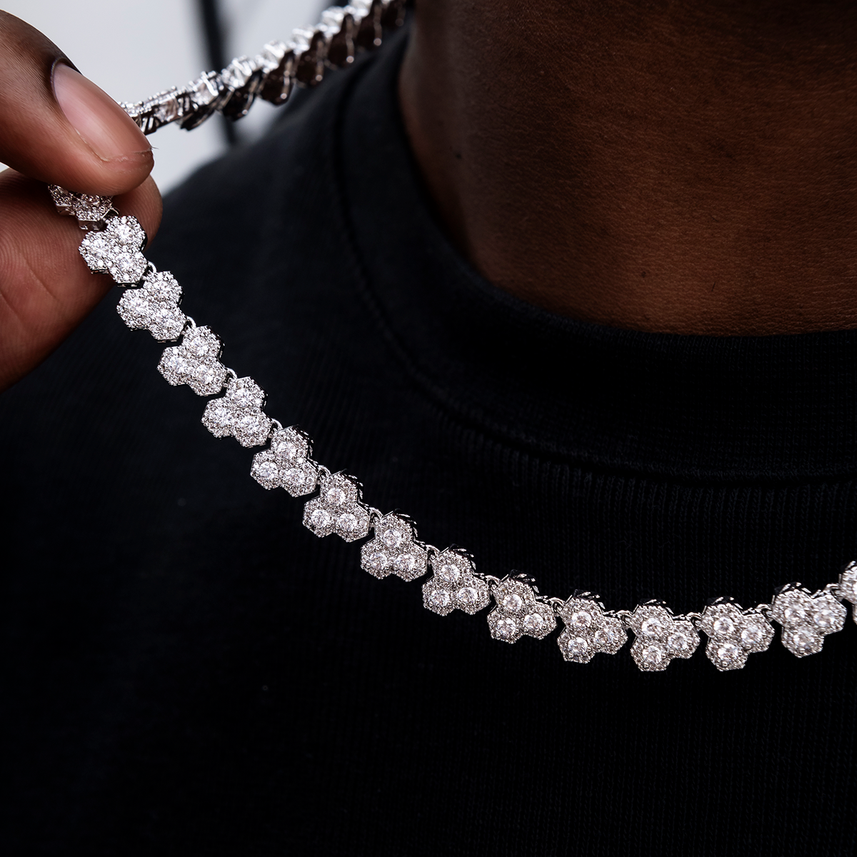 Honeycomb Chain in White Gold